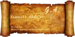 Gyeszli Alán névjegykártya
